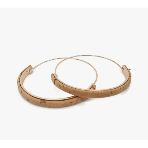 �reringe hoops med kork og forgyldt rustfrit st�l