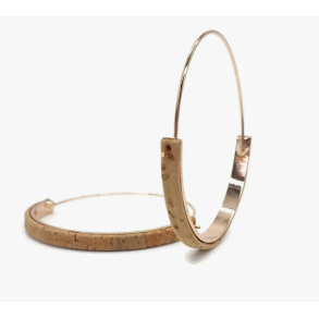 reringe hoops med kork og forgyldt rustfrit stl