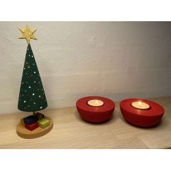 Fyrfadslysholdere i kork, rde - 2 stk.