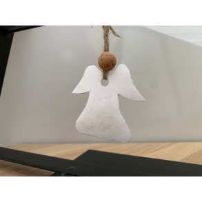 Eiki juleengel til ophng i kork, hvid