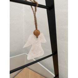 Eiki juleengel til ophng i kork, hvid