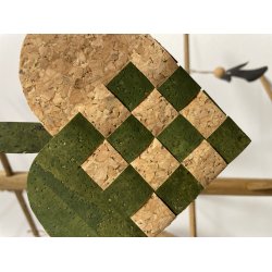 Eiki flettet julehjerte i kork, grn/natur