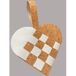 Eiki flettet julehjerte i kork, hvid/natur