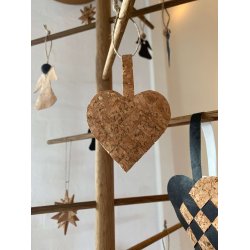 Eiki flettet julehjerte i kork, natur