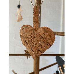 Eiki flettet julehjerte i kork, natur