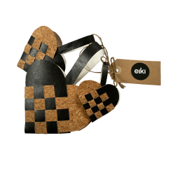 Eiki flettet julehjerte i kork, sort/natur