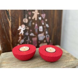 Fyrfadslysholdere i kork, rde - 2 stk.