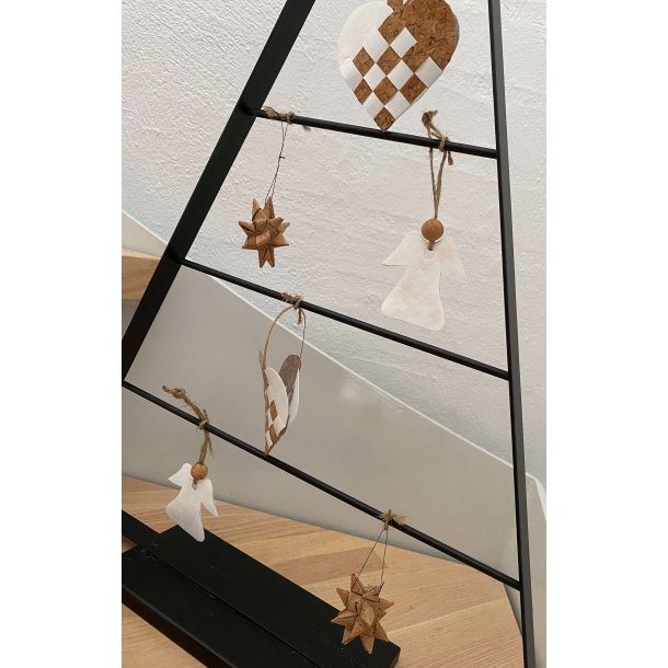 Eiki juleengel til ophng i kork, hvid