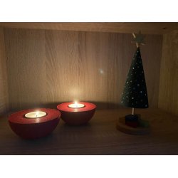 Fyrfadslysholdere i kork, rde - 2 stk.