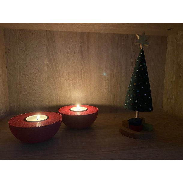 Fyrfadslysholdere i kork, rde - 2 stk.