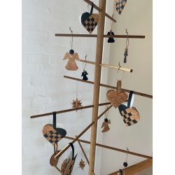 Eiki flettet julehjerte i kork, sort/natur