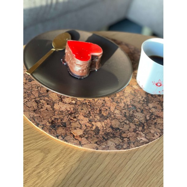 D�kkeserviet i kork, brun, rund 30 cm