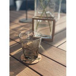 Glasbrikker i natur kork med gr�nt m�nster, runde, 4 stk.