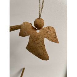 Eiki juleengel til ophng i kork, natur/natur