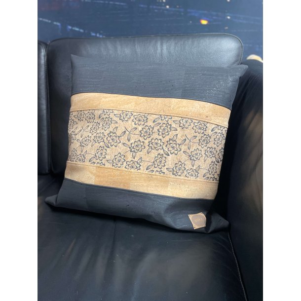 Eiki pude i korkl�der, natur og sorte nuancer med 5 striber, version 2