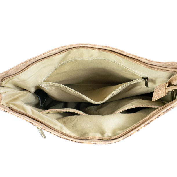 Taske i naturkork med natur/brun mnster