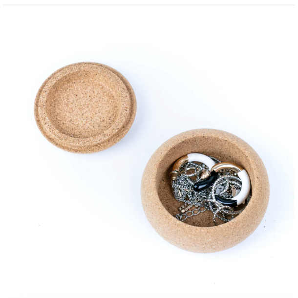 Mini smykkeskrin i kork, rundt