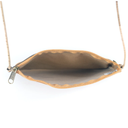 Lille taske i natur kork og m�rkebl�t kork med guldm�nster