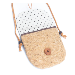 Lille taske i kork med blomstermotiv i pastelfarver