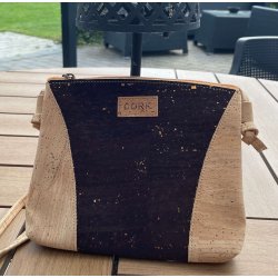 Lille taske i natur kork og m�rkebrunt kork