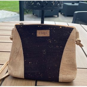 Lille taske i natur kork og mrkebrunt kork