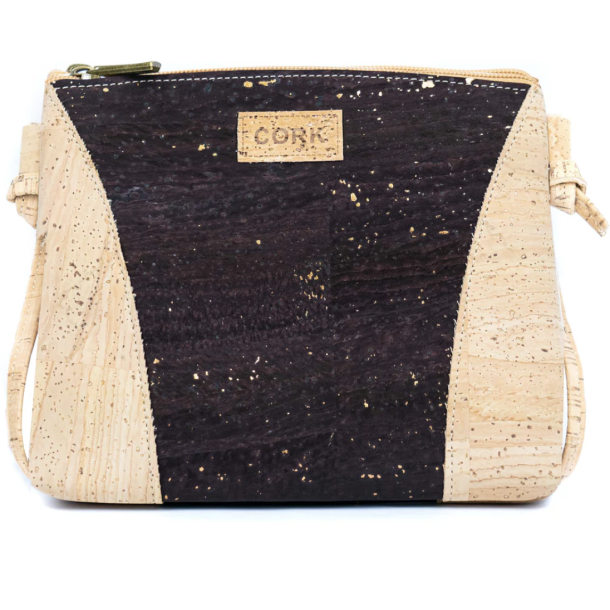 Lille taske i natur kork og m�rkebrunt kork