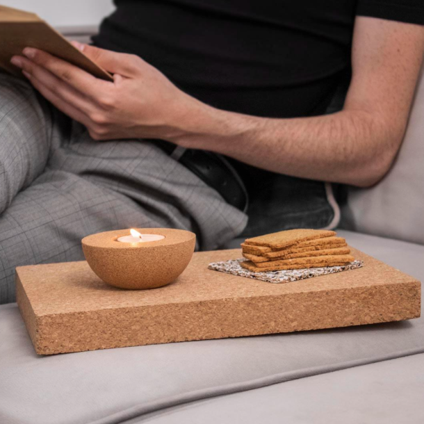 Fyrfadslysholdere i kork, neutrale - 2 stk.