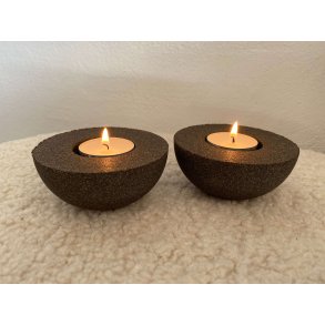 Fyrfadslysholdere i kork, sortbrune - 2 stk.