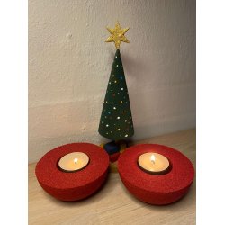 Fyrfadslysholdere i kork, rde - 2 stk.