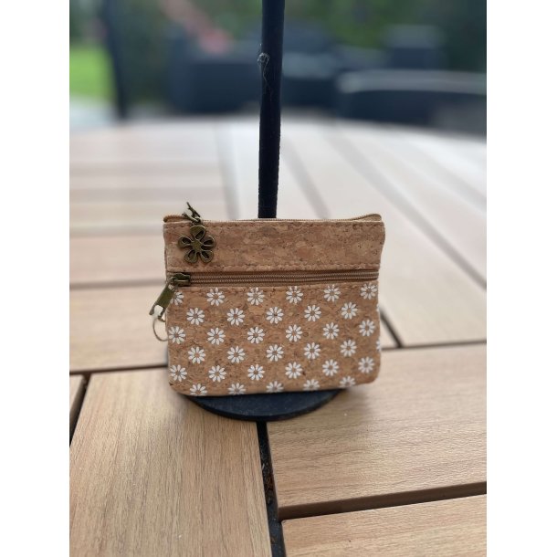 Mntpung i naturkork med mrkeblt mnster