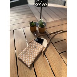 Mobiltaske i kork med hvidt blomstermnster