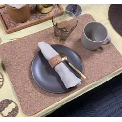 D�kkeserviet i kork med naturm�nster, aflang