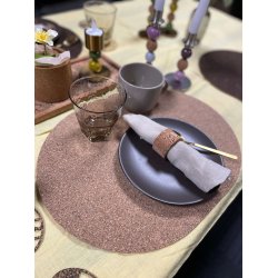 D�kkeserviet i kork med naturm�nster, oval