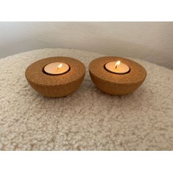 Fyrfadslysholdere i kork, neutrale - 2 stk.
