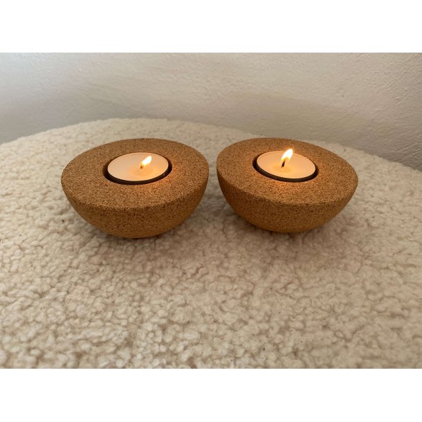 Fyrfadslysholdere i kork, neutrale - 2 stk.