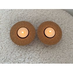 Fyrfadslysholdere i kork, neutrale - 2 stk.