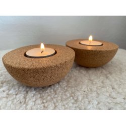 Fyrfadslysholdere i kork, neutrale - 2 stk.