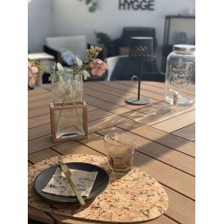 D�kkeserviet i naturfarve med gr�nt m�nster, oval