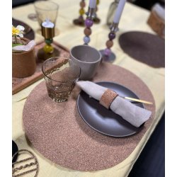 D�kkeserviet i kork med naturm�nster, oval