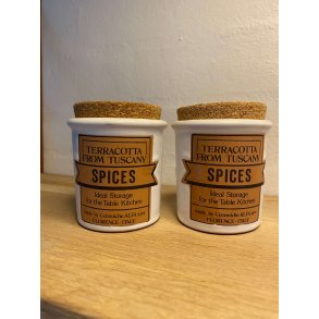 Retro terracotta krydderikrukker med korklg, 2 stk.