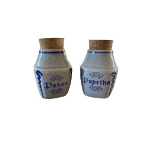 Retro peber- og paprika stenkrukker med korklg, Sholm