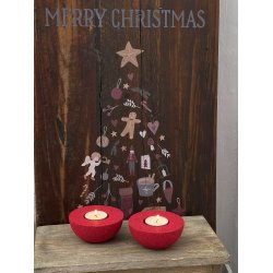 Fyrfadslysholdere i kork, rde - 2 stk.