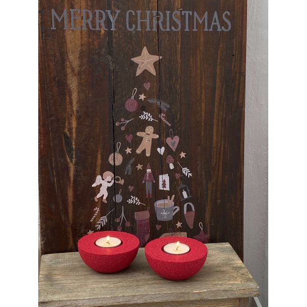 Fyrfadslysholdere i kork, rde - 2 stk.