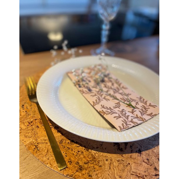 Dkkeserviet kork, naturfarve, rund