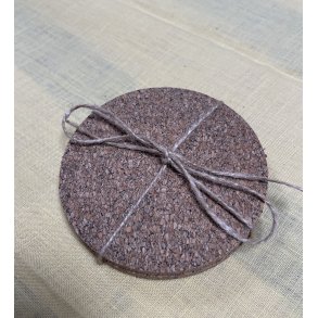 Glasbrikker i kork, natur, runde, 4 stk