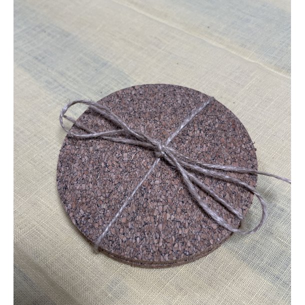 Glasbrikker i kork, natur, runde, 4 stk