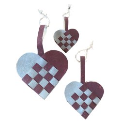 Eiki flettet julehjerte i kork, mrkerd/gr