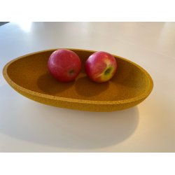 Oval skl i kork, gul