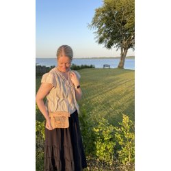 Lille taske i naturkork og med m�nster i bl�/r�d/guld/natur