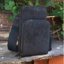 Mobiltaske i sort kork